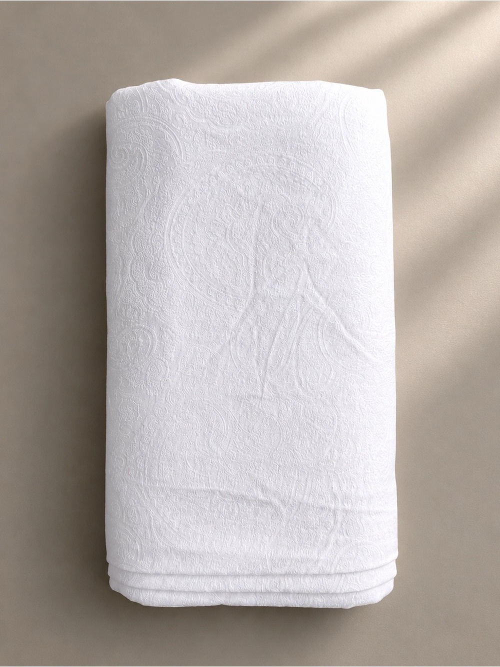 SFERRA Egyptian Cotton White Paisley Jacquard Flat Sheet Italy